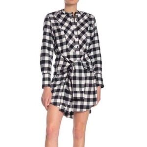Derek Lam 10 Crosby Buffalo Check Front Tie Dress Size 8